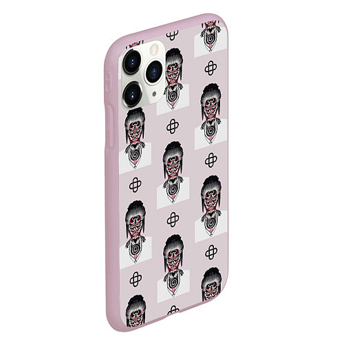 Чехол iPhone 11 Pro матовый Лицо маска и кельтский узел / 3D-Розовый – фото 2