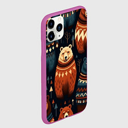 Чехол iPhone 11 Pro матовый Медведи индейцы, цвет: 3D-фиолетовый — фото 2