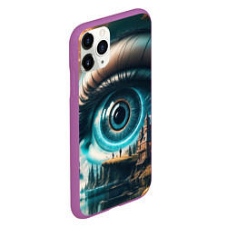 Чехол iPhone 11 Pro матовый Сюрреалистический глаз и пейзаж, цвет: 3D-фиолетовый — фото 2
