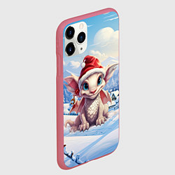 Чехол iPhone 11 Pro матовый Дракон на снежном фоне, цвет: 3D-малиновый — фото 2