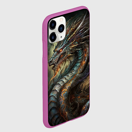 Чехол iPhone 11 Pro матовый Древний пещерный дракон символ 2024 / 3D-Фиолетовый – фото 2