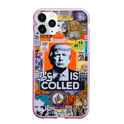 Чехол iPhone 11 Pro матовый Donald Trump - american сollage, цвет: 3D-розовый