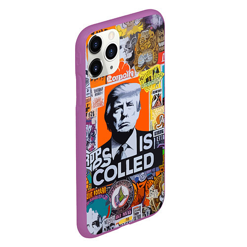 Чехол iPhone 11 Pro матовый Donald Trump - american сollage / 3D-Фиолетовый – фото 2