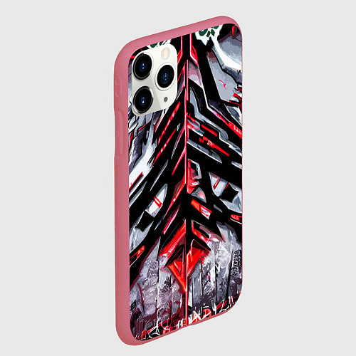 Чехол iPhone 11 Pro матовый Разлом в стене / 3D-Малиновый – фото 2