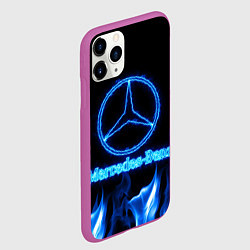 Чехол iPhone 11 Pro матовый Mercedes-benz blue neon, цвет: 3D-фиолетовый — фото 2