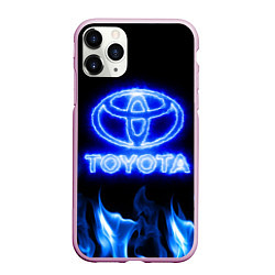 Чехол iPhone 11 Pro матовый Toyota neon fire, цвет: 3D-розовый