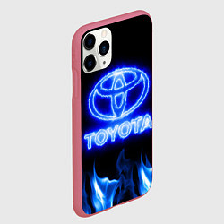 Чехол iPhone 11 Pro матовый Toyota neon fire, цвет: 3D-малиновый — фото 2