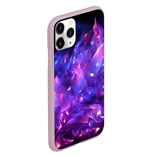 Чехол iPhone 11 Pro матовый Синяя фиолетовая прозрачная абстракция / 3D-Розовый – фото 2