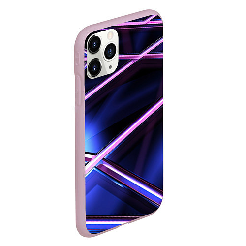 Чехол iPhone 11 Pro матовый Фиолетовая геометрическая абстракция / 3D-Розовый – фото 2