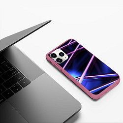 Чехол iPhone 11 Pro матовый Фиолетовая геометрическая абстракция, цвет: 3D-малиновый — фото 2