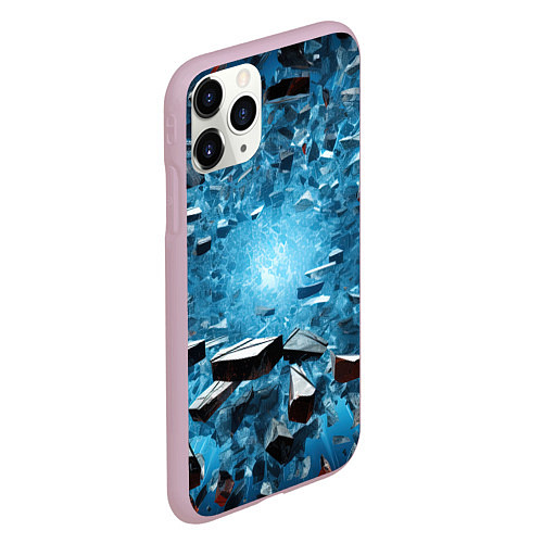 Чехол iPhone 11 Pro матовый Взрыв мелких плит / 3D-Розовый – фото 2