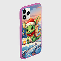 Чехол iPhone 11 Pro матовый Милый маленький дракон новогодний 2024 года, цвет: 3D-фиолетовый — фото 2