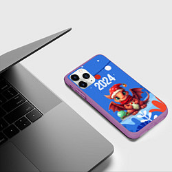 Чехол iPhone 11 Pro матовый Милый маленький дракон новогодний 2024 года синий, цвет: 3D-фиолетовый — фото 2
