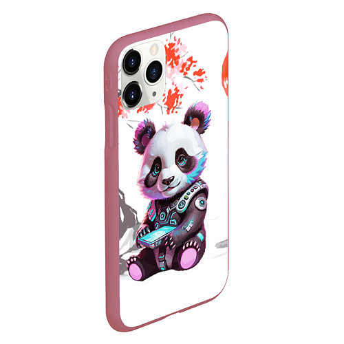 Чехол iPhone 11 Pro матовый Funny panda - China / 3D-Малиновый – фото 2