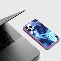 Чехол iPhone 11 Pro матовый Genshin Impact Тарталья, цвет: 3D-фиолетовый — фото 2