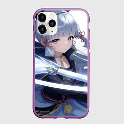 Чехол iPhone 11 Pro матовый Genshin Impact Ayaka Камисато, цвет: 3D-фиолетовый