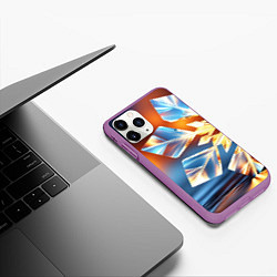 Чехол iPhone 11 Pro матовый Реалистичная снежинка на теплом фоне, цвет: 3D-фиолетовый — фото 2