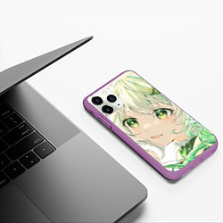 Чехол iPhone 11 Pro матовый Genshin Impact Nahida smile, цвет: 3D-фиолетовый — фото 2