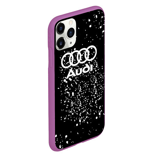 Чехол iPhone 11 Pro матовый Audi белая краска авто спорт / 3D-Фиолетовый – фото 2