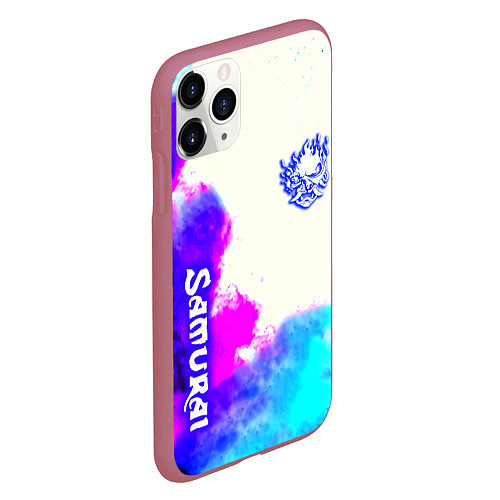 Чехол iPhone 11 Pro матовый Samurai neon colors / 3D-Малиновый – фото 2