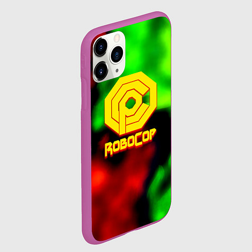 Чехол iPhone 11 Pro матовый Робот полицейский flame / 3D-Фиолетовый – фото 2