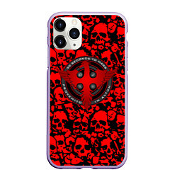 Чехол iPhone 11 Pro матовый Thirty Seconds to Mars skull pattern, цвет: 3D-светло-сиреневый