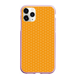 Чехол iPhone 11 Pro матовый Медовые соты векторные, цвет: 3D-розовый