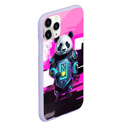 Чехол iPhone 11 Pro матовый Funny panda - cyberpunk / 3D-Светло-сиреневый – фото 2