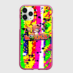 Чехол iPhone 11 Pro матовый Worms true colors, цвет: 3D-малиновый