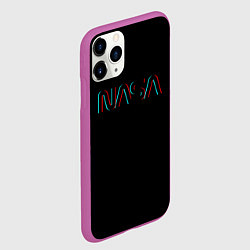 Чехол iPhone 11 Pro матовый NASA glitch color usa, цвет: 3D-фиолетовый — фото 2