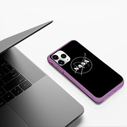 Чехол iPhone 11 Pro матовый NASA белое лого, цвет: 3D-фиолетовый — фото 2