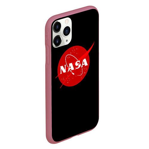 Чехол iPhone 11 Pro матовый NASA redlogo space usa / 3D-Малиновый – фото 2