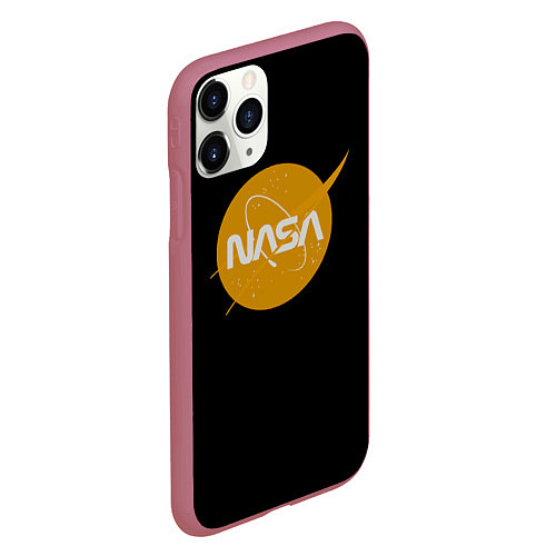 Чехол iPhone 11 Pro матовый NASA yellow logo / 3D-Малиновый – фото 2