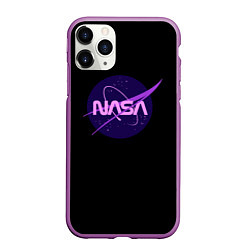 Чехол iPhone 11 Pro матовый NASA neon space, цвет: 3D-фиолетовый