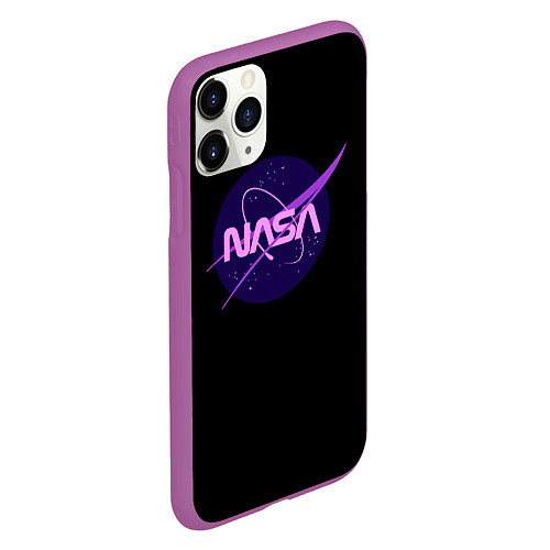 Чехол iPhone 11 Pro матовый NASA neon space / 3D-Фиолетовый – фото 2