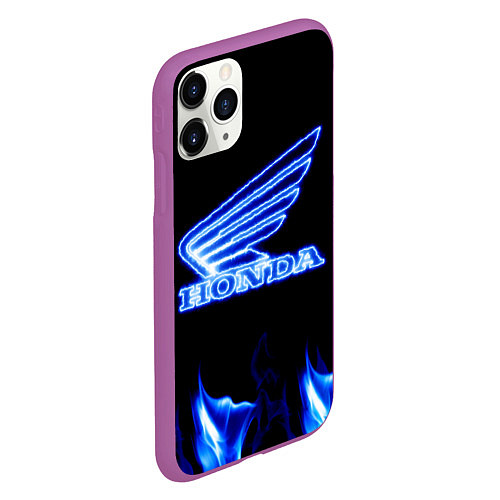 Чехол iPhone 11 Pro матовый Honda neon / 3D-Фиолетовый – фото 2