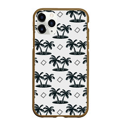 Чехол iPhone 11 Pro матовый Пальма и ромб, цвет: 3D-коричневый