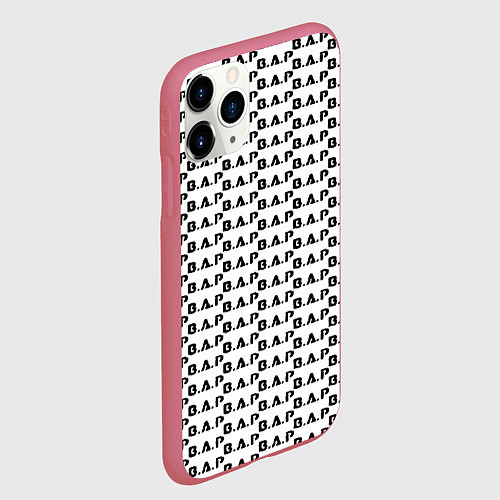 Чехол iPhone 11 Pro матовый BAP kpop steel pattern / 3D-Малиновый – фото 2