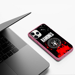 Чехол iPhone 11 Pro матовый Ramones краски метал группа, цвет: 3D-малиновый — фото 2