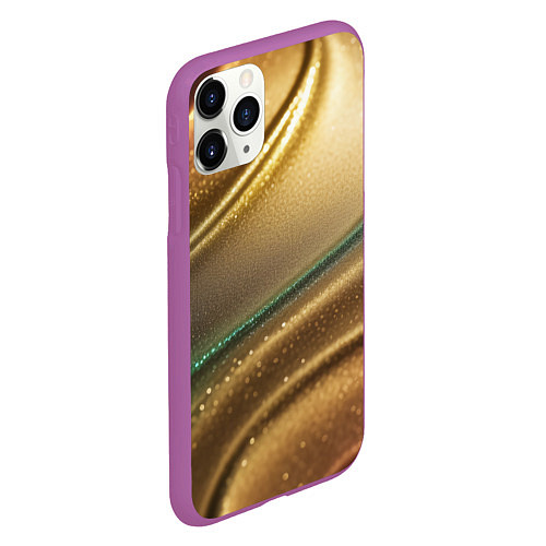 Чехол iPhone 11 Pro матовый Плавные рельефы с блёстками / 3D-Фиолетовый – фото 2