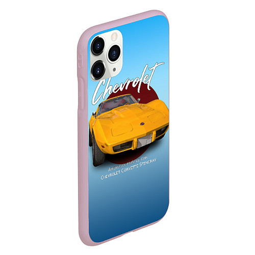 Чехол iPhone 11 Pro матовый Американский маслкар Chevrolet Corvette / 3D-Розовый – фото 2