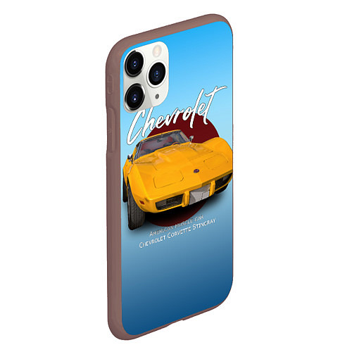 Чехол iPhone 11 Pro матовый Американский маслкар Chevrolet Corvette / 3D-Коричневый – фото 2
