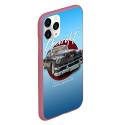 Чехол iPhone 11 Pro матовый Американский классический автомобиль Chevrolet Bel, цвет: 3D-малиновый — фото 2