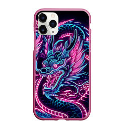 Чехол iPhone 11 Pro матовый Neon Japanese dragon - irezumi