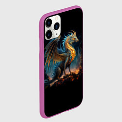 Чехол iPhone 11 Pro матовый Сказочный дракон на скале, цвет: 3D-фиолетовый — фото 2