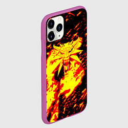 Чехол iPhone 11 Pro матовый Ведьмак огненное лого, цвет: 3D-фиолетовый — фото 2