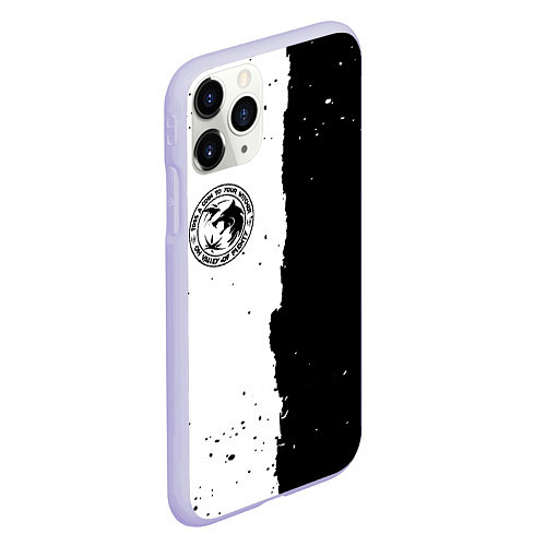 Чехол iPhone 11 Pro матовый Ведьмак лого черно белые / 3D-Светло-сиреневый – фото 2