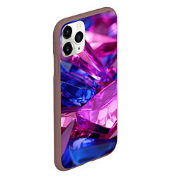 Чехол iPhone 11 Pro матовый Розовые и синие битые стекла, цвет: 3D-коричневый — фото 2