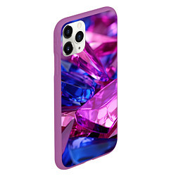 Чехол iPhone 11 Pro матовый Розовые и синие битые стекла, цвет: 3D-фиолетовый — фото 2