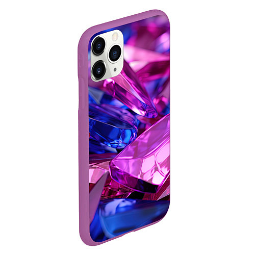 Чехол iPhone 11 Pro матовый Розовые и синие битые стекла / 3D-Фиолетовый – фото 2